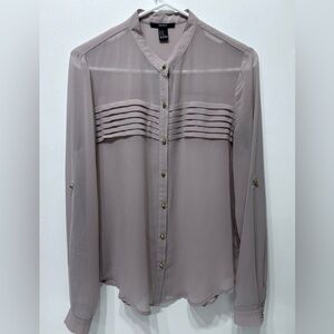 Forever 21 Women’s See Through Long Sleeve‎ Button Down Shirt Size M